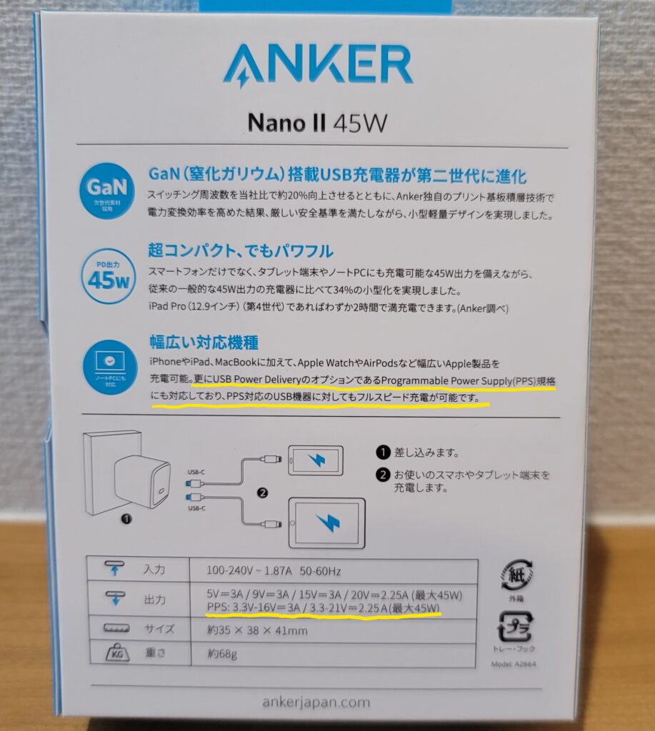 anker nano ii 45w 箱裏