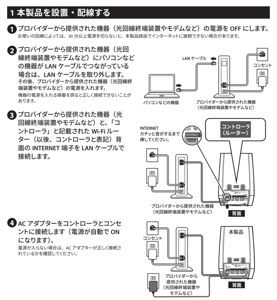 WNR-3000AX4/2S 設置方法1
