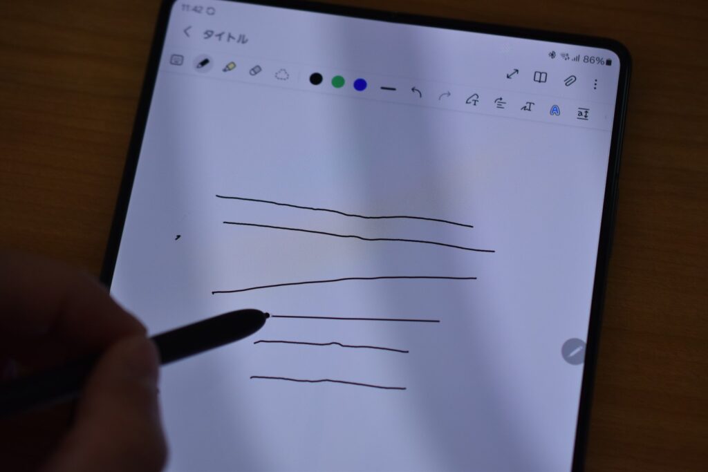 galaxy z fold 5 折り目のペンの影響