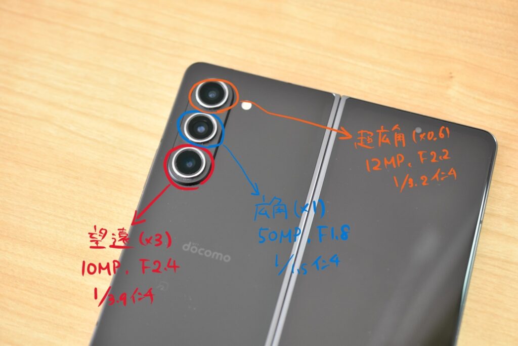 galaxy z fold 5 メインカメラ詳細